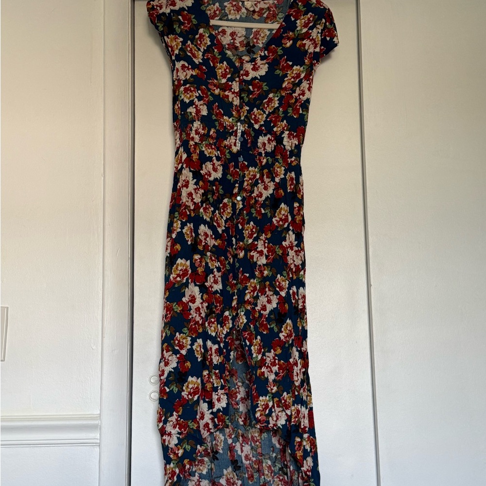 Floral Blue High/Low Dress